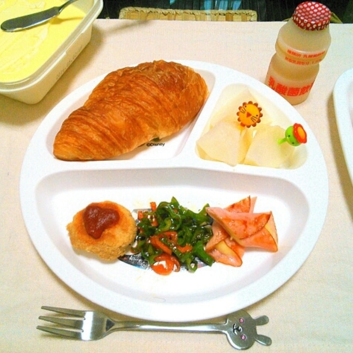 夏休み終了～!!今日から幼稚園！朝ご飯プレート♡